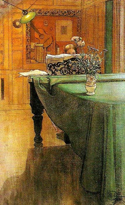 Carl Larsson brita vid pianot-aftonbelysning vid pianot china oil painting image